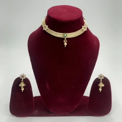 Elegant Gold Plated Necklace and Earrings Set