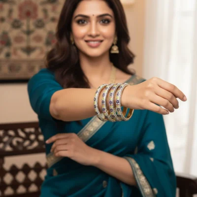 Traditional Stone-Studded Bangles Set